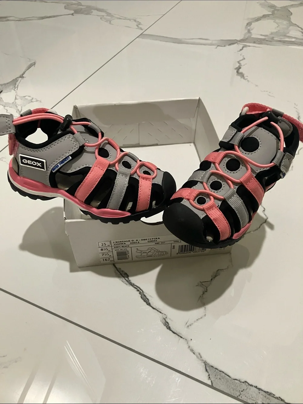 NWOT Geox Kids Coral Pink and Gray Closed-Toe Sport Sandals